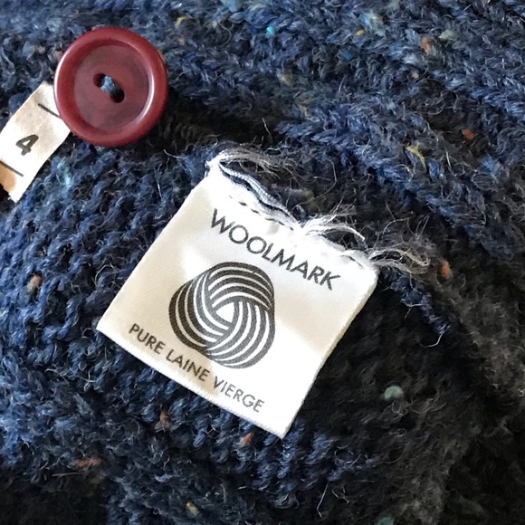 BLARNEY WOOLEN MILLS Chunky Cable Hand Knit Wool Sweater Button Down Cardigan S - Picture 6 of 10